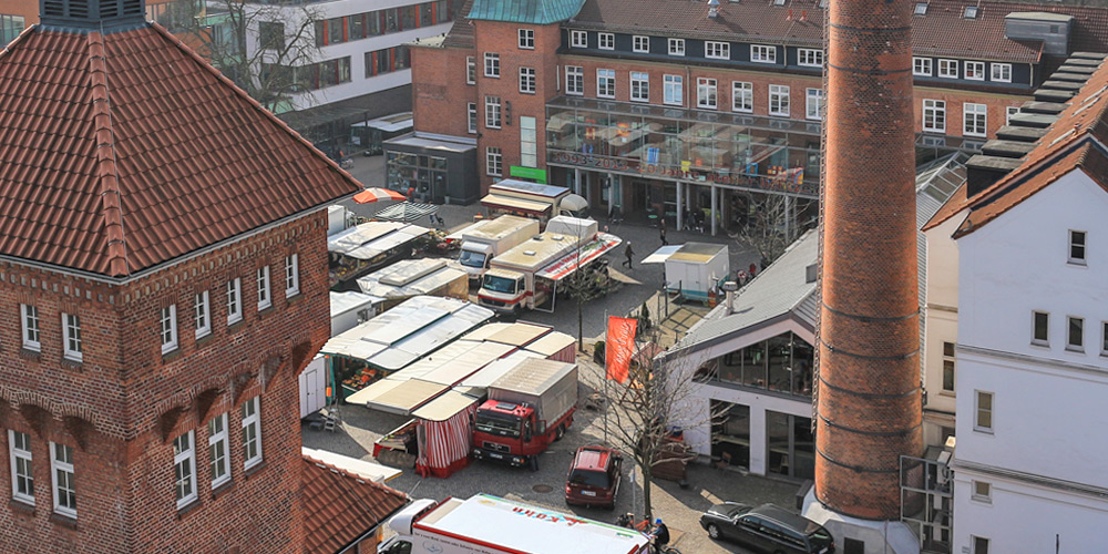 Blick auf den Alsterdorfer Marktplatz von oben